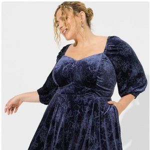 Torrid Blue Velvet Sweetheart Neck Dress